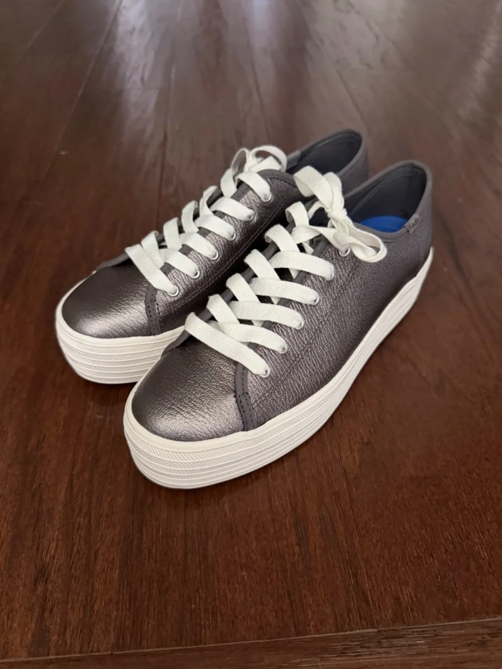 Keds platform metallic grey shoes